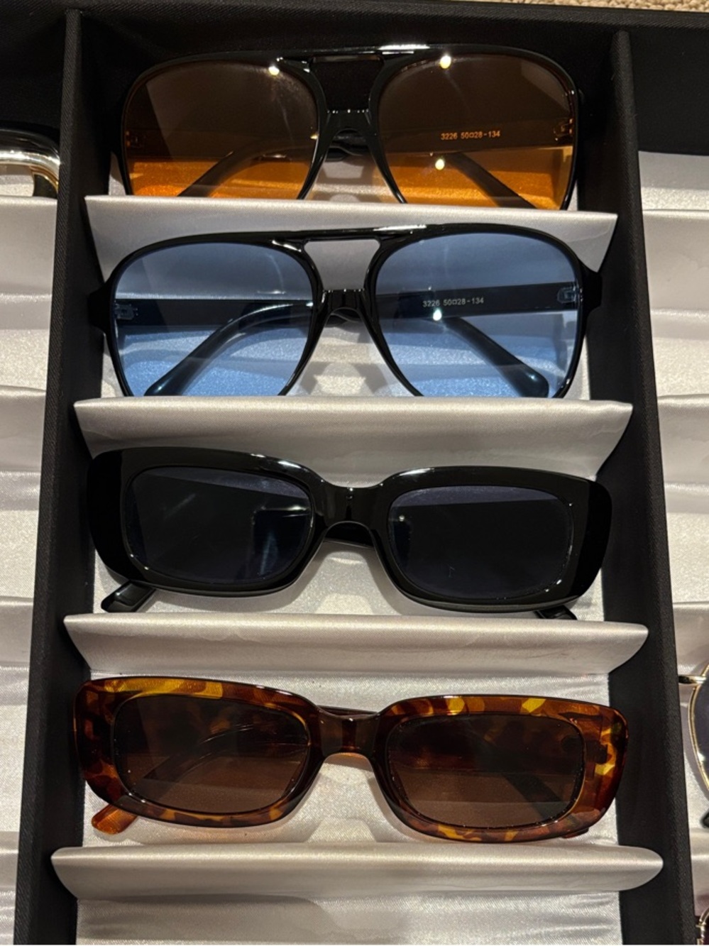 Assorted Rectangular Sunglasses - Black, Tortoise, Blue, Brown Lenses
